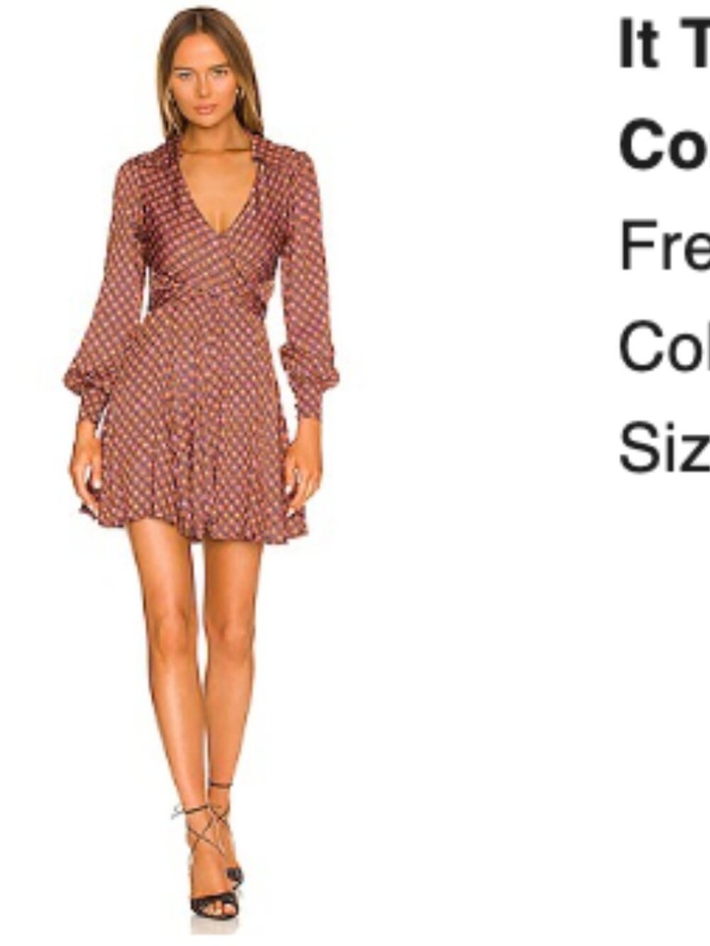Free People It Takes Two Sleeve Mini Dress in Night Combo Size M